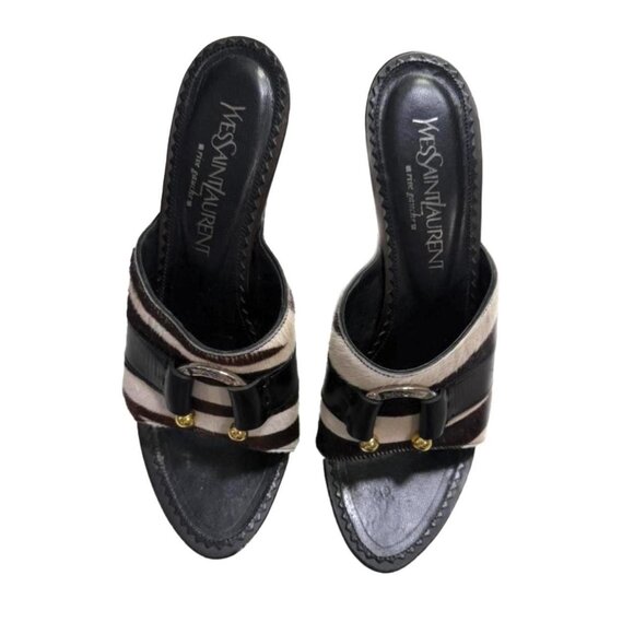 Yves Saint Laurent Rive Gauche Zebra Heels - Picture 1 of 4
